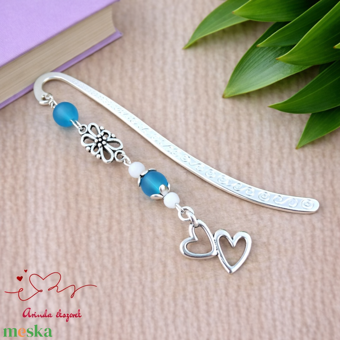 Szív medálos türkiz könyvjelző � szeretetteljes ajándék - könyv & zene - könyvjelző - Meska.hu