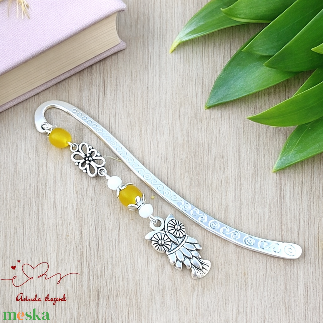 Bagoly könyvjelző sárga gyöngyökkel � kézműves ajándék olvasóknak és tanároknak - könyv & zene - könyvjelző - Meska.hu