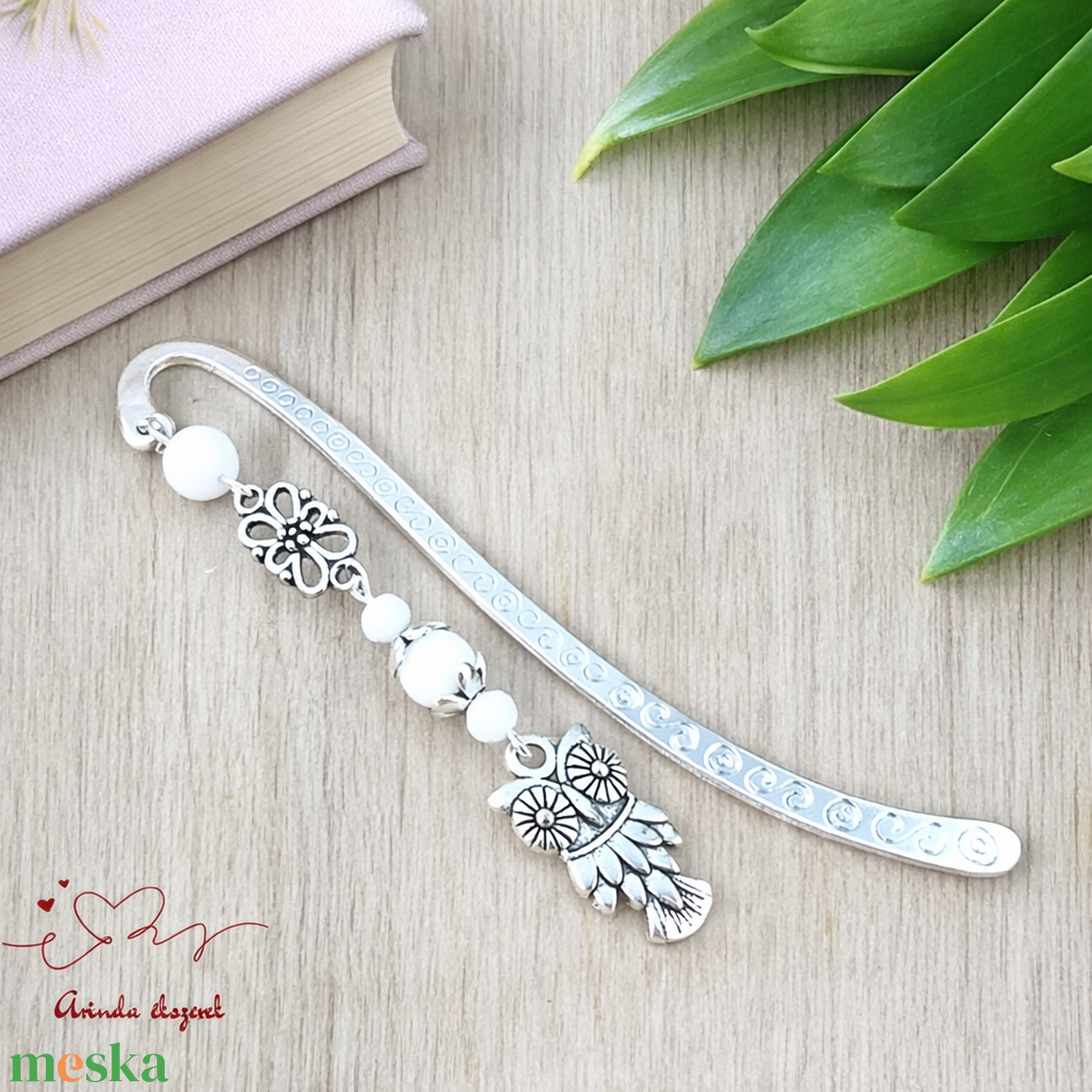 Bagoly könyvjelző fehér gyöngyökkel � kézműves ajándék olvasóknak és tanároknak - könyv & zene - könyvjelző - Meska.hu