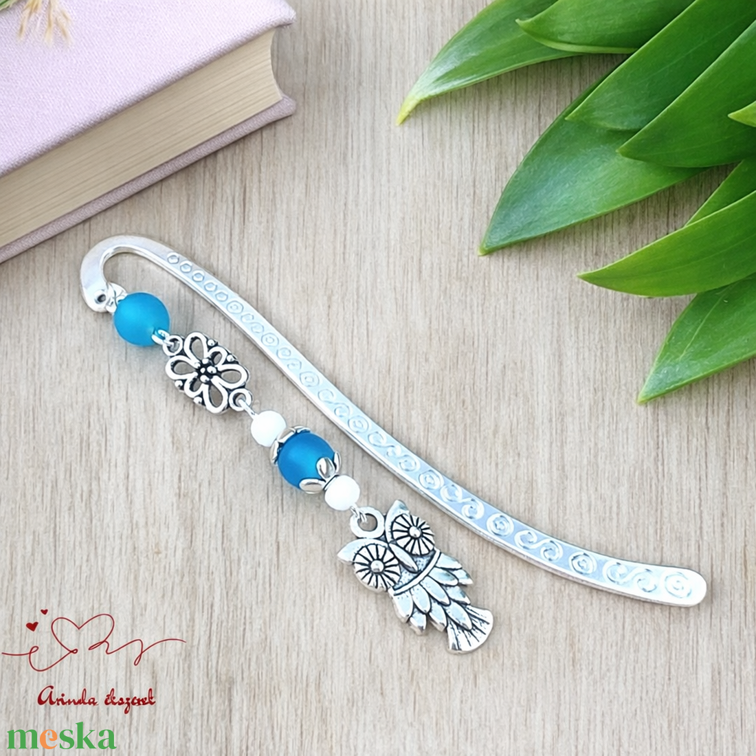 Bagoly könyvjelző türkiz gyöngyökkel � kézműves ajándék olvasóknak és tanároknak - könyv & zene - könyvjelző - Meska.hu