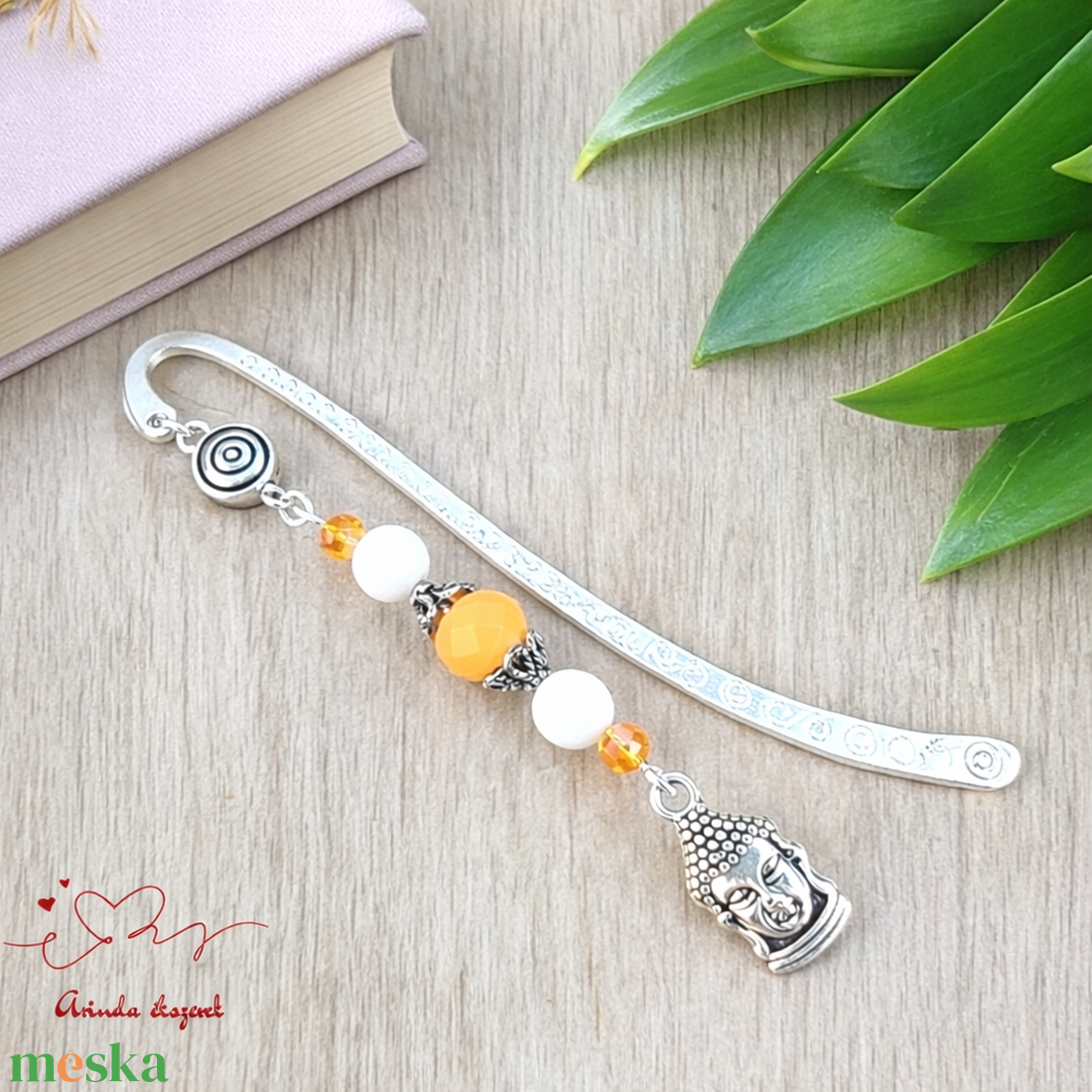 Buddha fejes ásvány könyvjelző � nyugalmat árasztó, kézzel készült ajándék olvasóknak halványsárga gyöngyökkel - könyv & zene - könyvjelző - Meska.hu