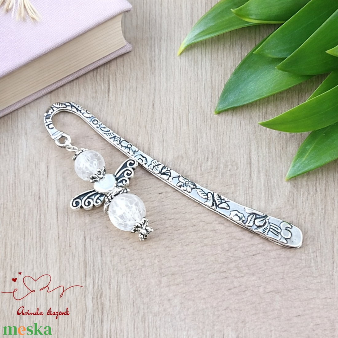 Anyák napi ásvány angyal könyvjelző hegyikristállyal - szeretettel készült ajándék édesanyáknak - könyv & zene - könyvjelző - Meska.hu