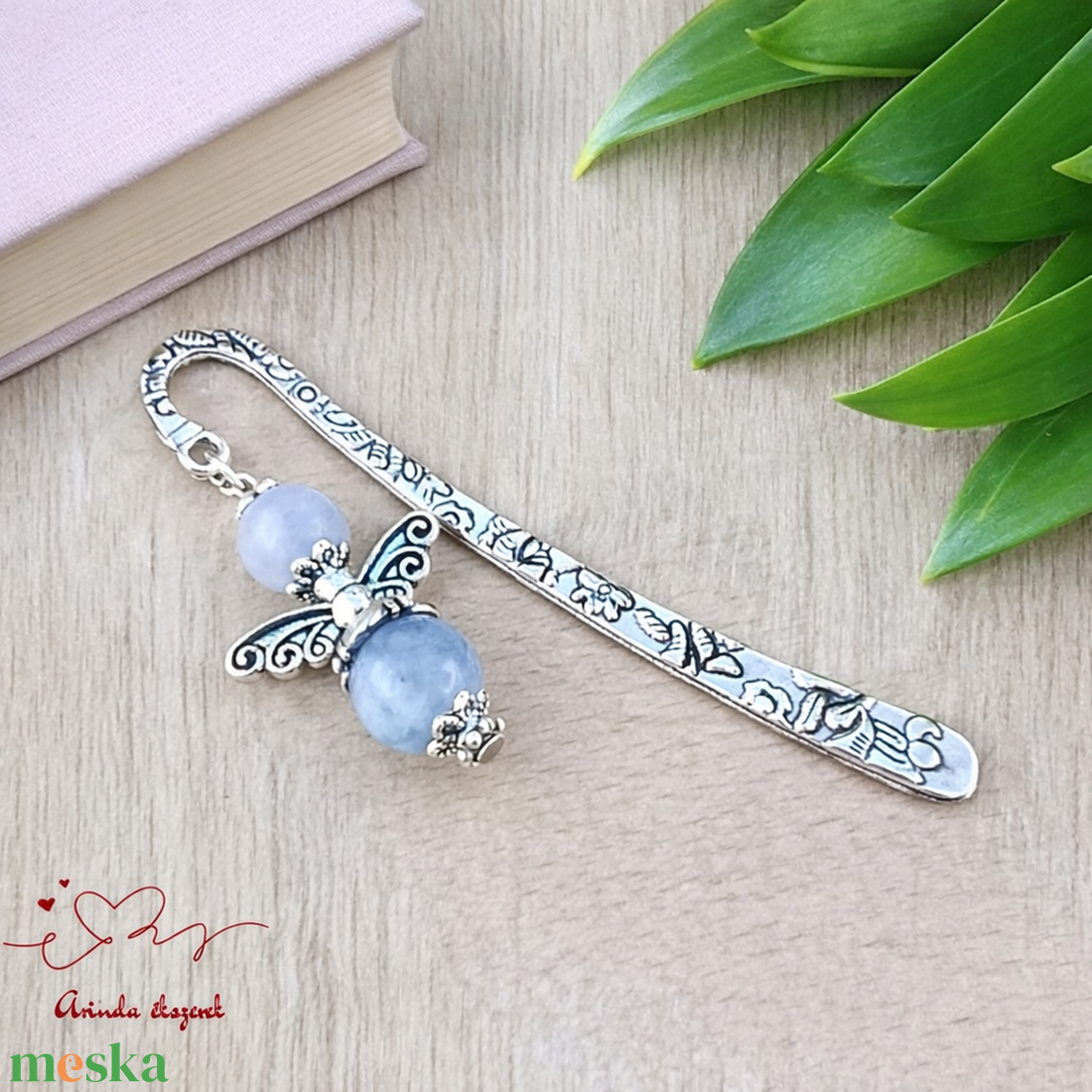 Anyák napi ásvány angyal könyvjelző akvamarinnal - szeretettel készült ajándék édesanyáknak - könyv & zene - könyvjelző - Meska.hu