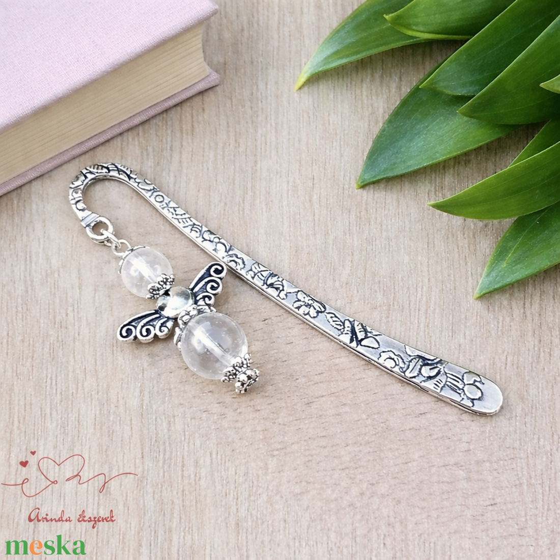 Anyák napi ásvány angyal könyvjelző hegyikristállyal - szeretettel készült ajándék édesanyáknak - könyv & zene - könyvjelző - Meska.hu