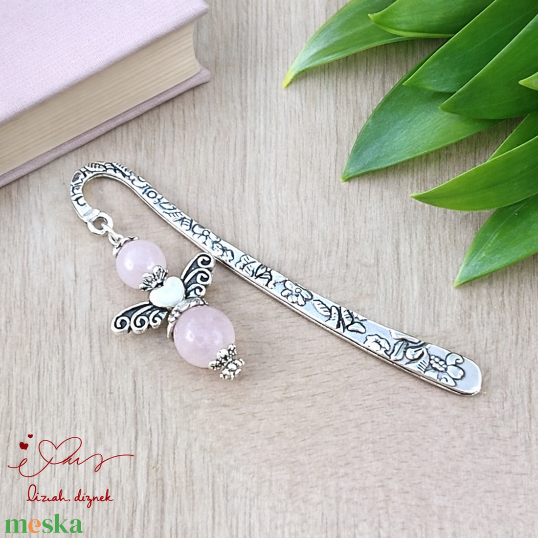 Anyák napi ásvány angyal könyvjelző rózsakvarccal - szeretettel készült ajándék édesanyáknak - könyv & zene - könyvjelző - Meska.hu