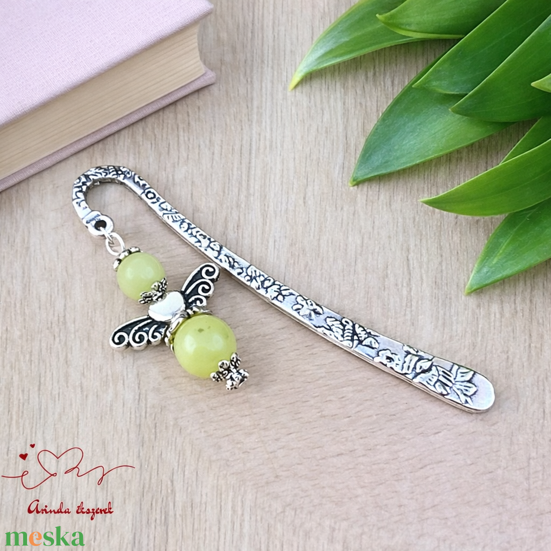 Anyák napi ásvány angyal könyvjelző cirtomjade-val - szeretettel készült ajándék édesanyáknak - könyv & zene - könyvjelző - Meska.hu