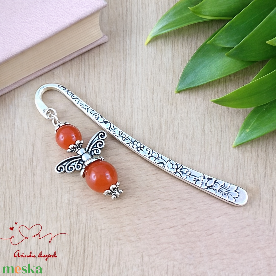 Anyák napi ásvány angyal könyvjelző karneollal - szeretettel készült ajándék édesanyáknak - könyv & zene - könyvjelző - Meska.hu