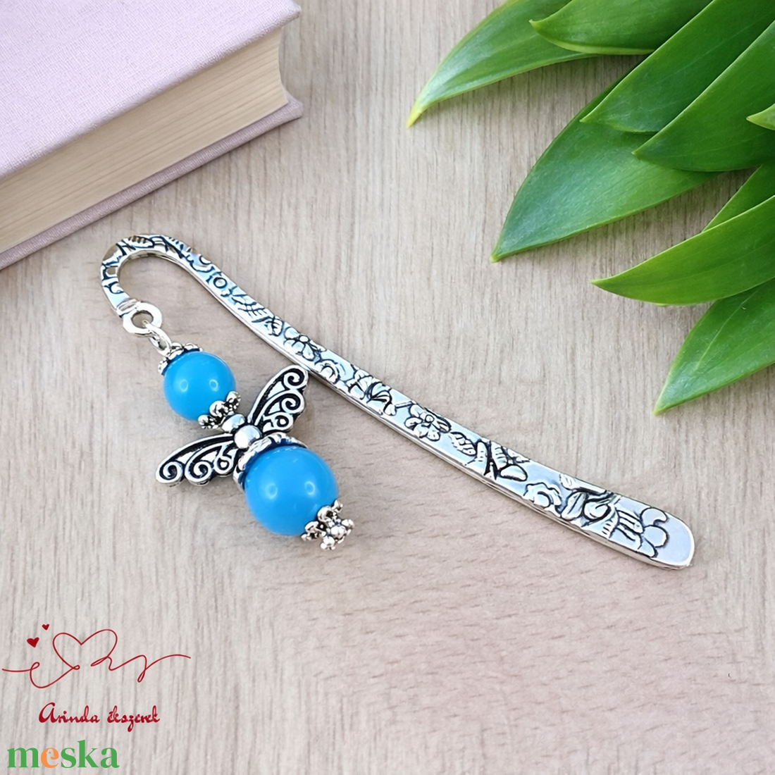 Anyák napi ásvány angyal könyvjelző kék acháttal - szeretettel készült ajándék édesanyáknak - könyv & zene - könyvjelző - Meska.hu