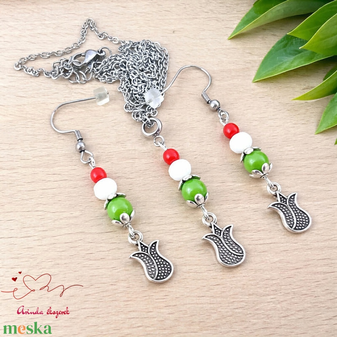 Magyaros tulipán ékszerszett � nemzeti színű, antiallergén, AJÁNDÉKNAK TÖKÉLETES - ékszer - ékszerszett - Meska.hu