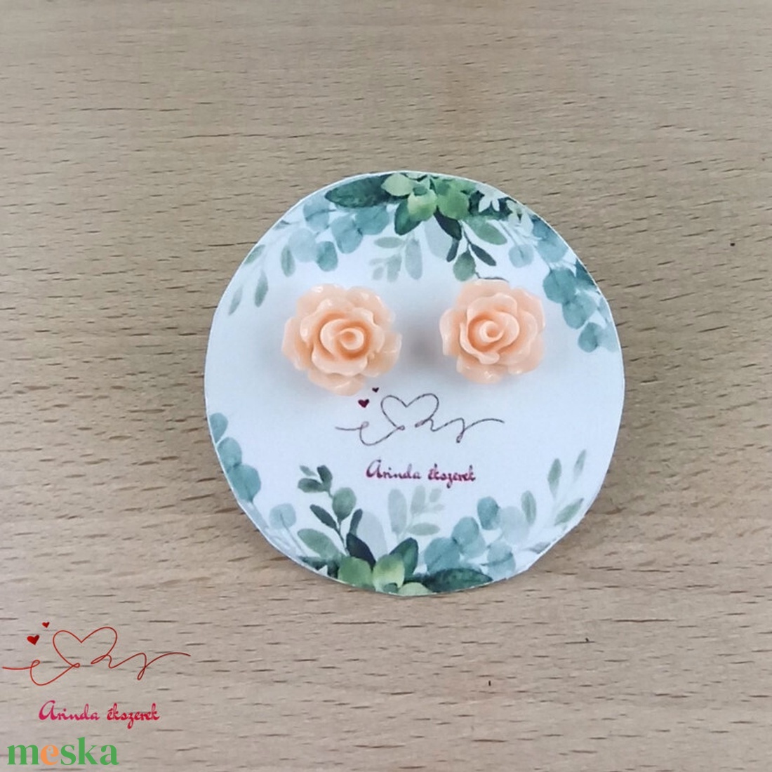 Körte rózsás bedugós fülbevaló � 10 mm, nemesacél alapú elegáns virág ékszer - ékszer - fülbevaló - pötty fülbevaló - Meska.hu