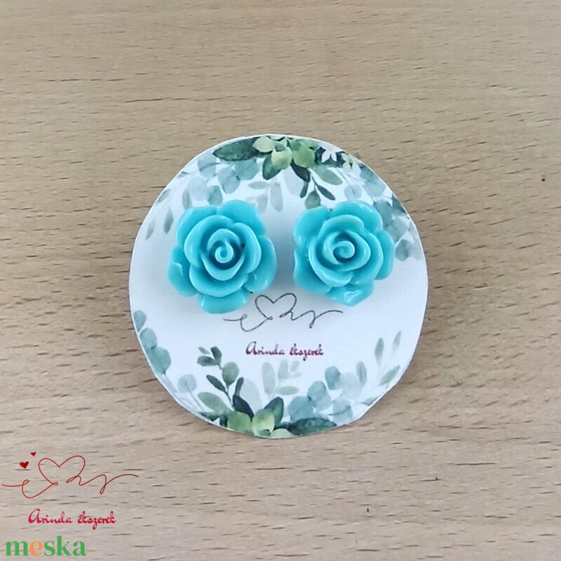 14 mm világoskék rózsa bedugós fülbevaló � nemesacél alapú romantikus virág ékszer, ajándék nőknek - ékszer - fülbevaló - pötty fülbevaló - Meska.hu