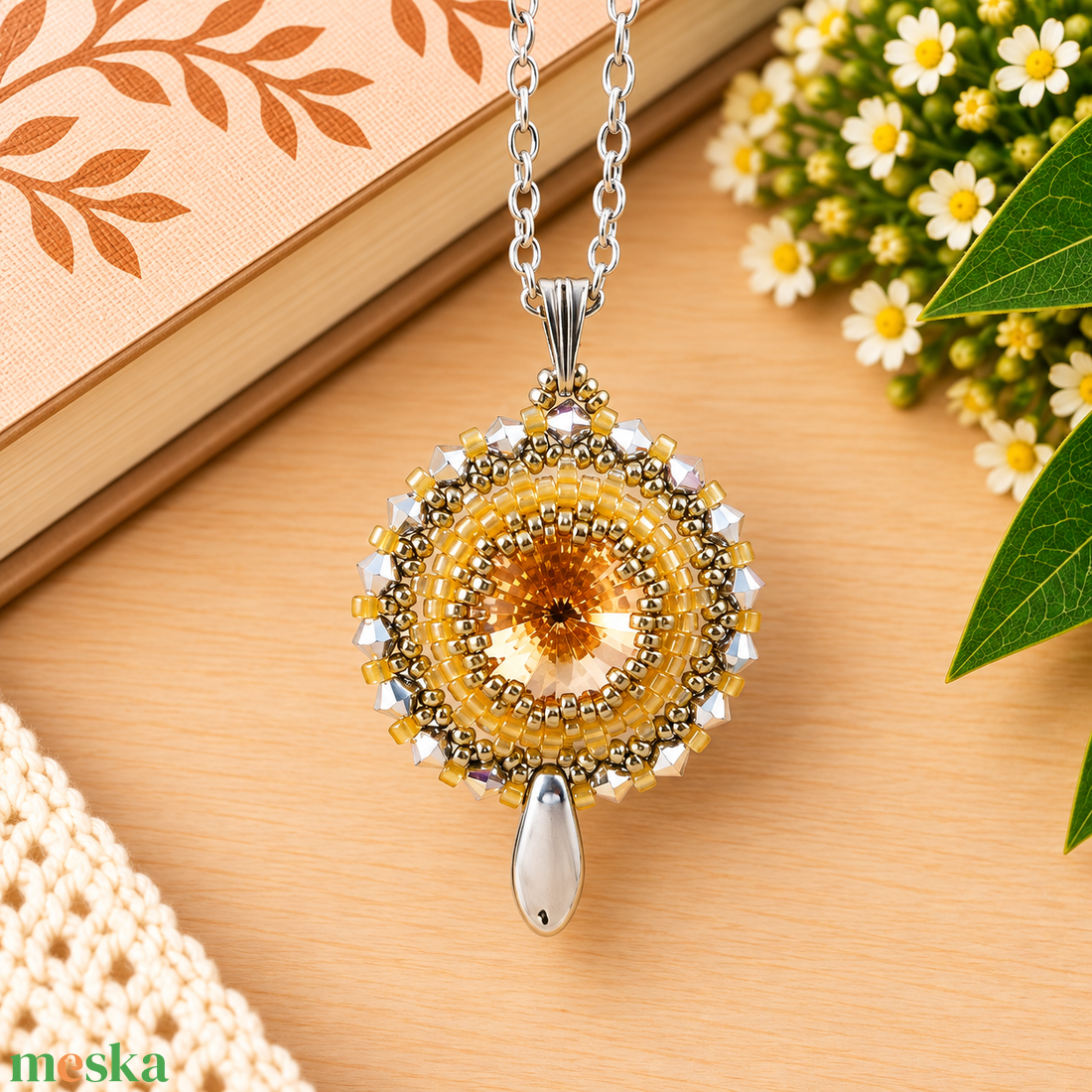 Csillogó álmok barack swarovski nyaklánc egyedi kristály esküvő alkalmi koszorúslány örömanya menyasszony násznagy - esküvő - ékszer - nyaklánc - Meska.hu