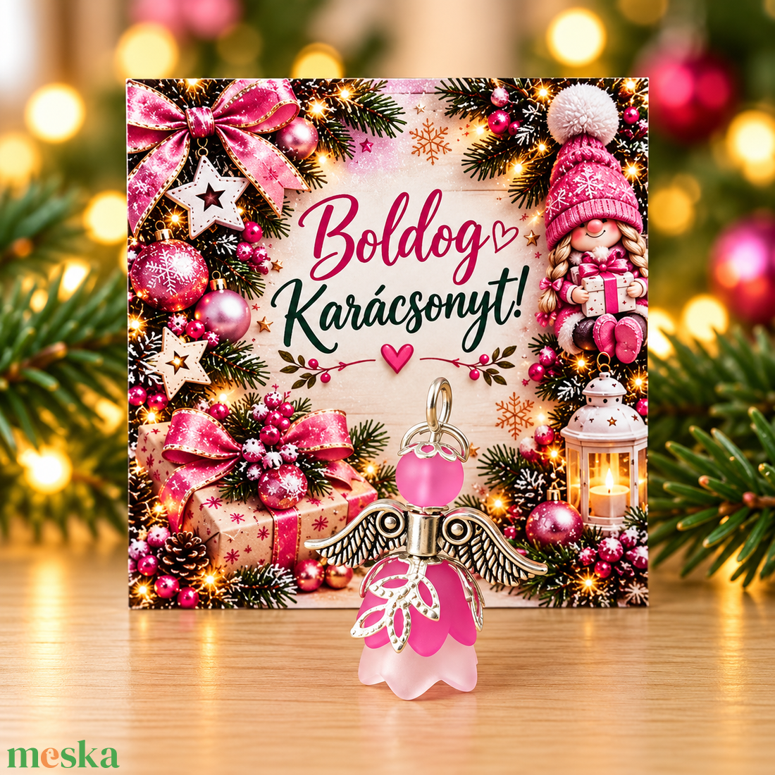 Karácsonyi apróság - angyalka csomag - 3 db pink - karácsony - karácsonyi lakásdekoráció - karácsonyfadíszek - Meska.hu