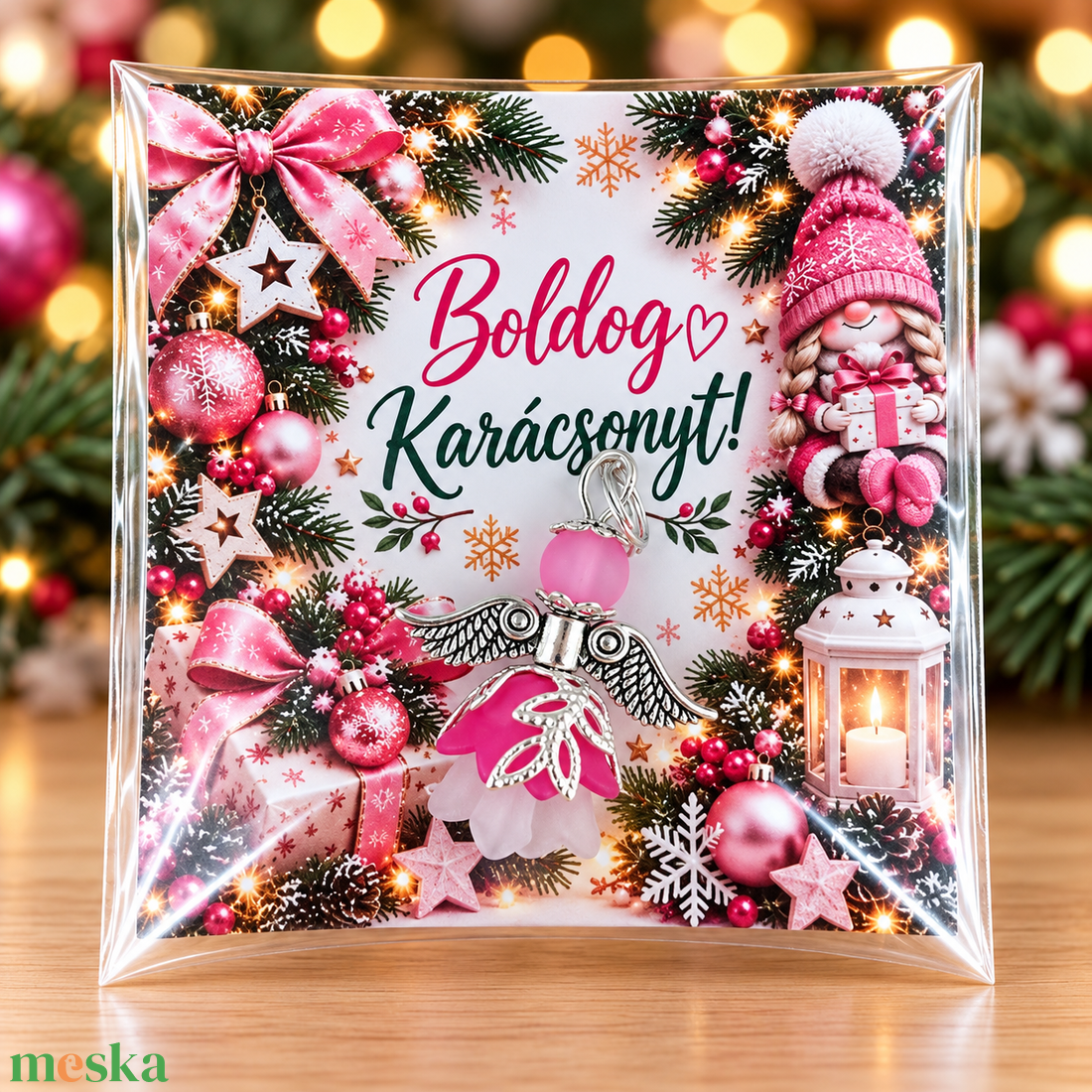 Karácsonyi apróság - angyalka csomag - 3 db pink - karácsony - karácsonyi lakásdekoráció - karácsonyfadíszek - Meska.hu