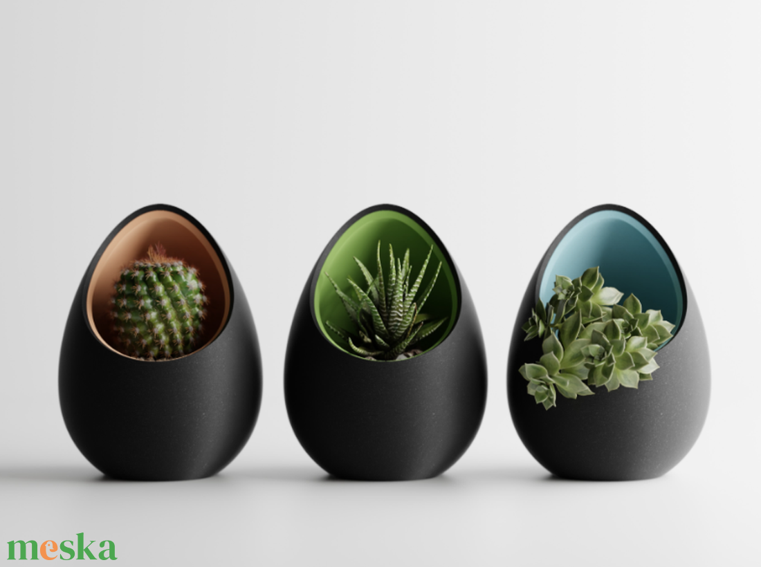 Dísznövény ültető tojás - Fekete-Fehér - otthon & életmód - virágdekoráció - virágtartó - Meska.hu