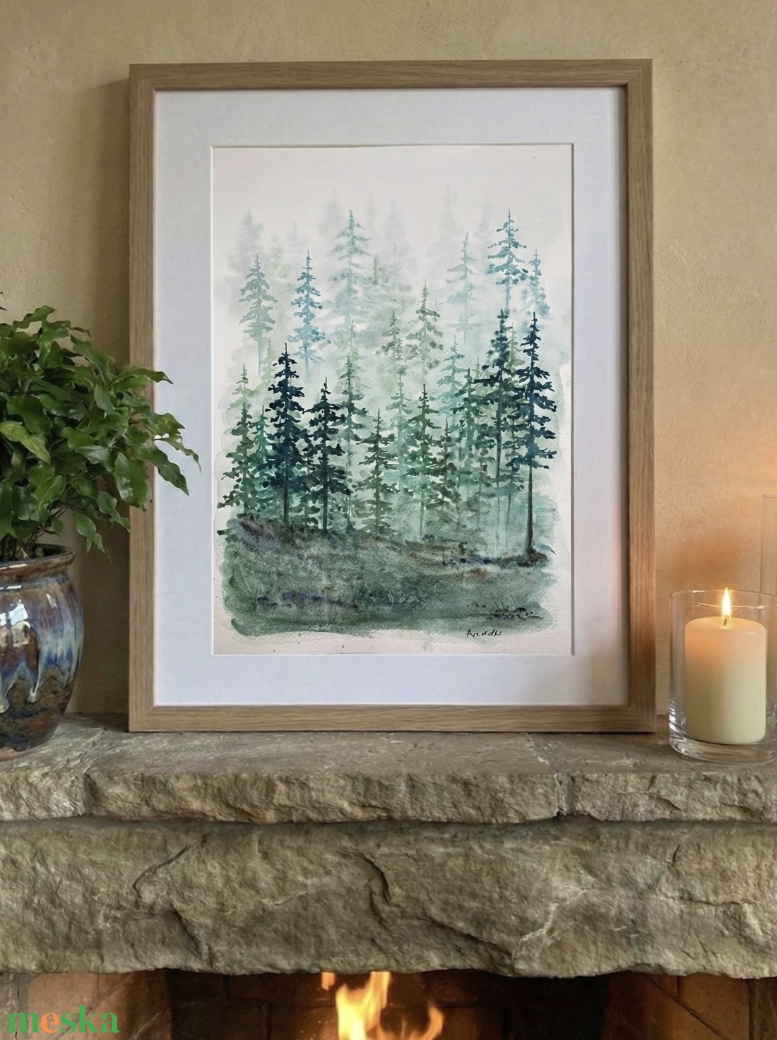 Eredeti akvarell - Fenyves - művészet - festmény - akvarell - Meska.hu
