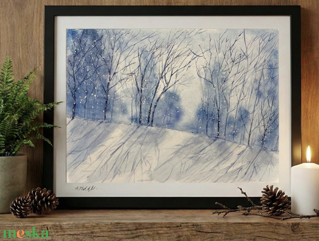 Téli akvarell - művészet - festmény - akvarell - Meska.hu
