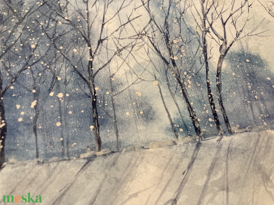 Téli akvarell - művészet - festmény - akvarell - Meska.hu