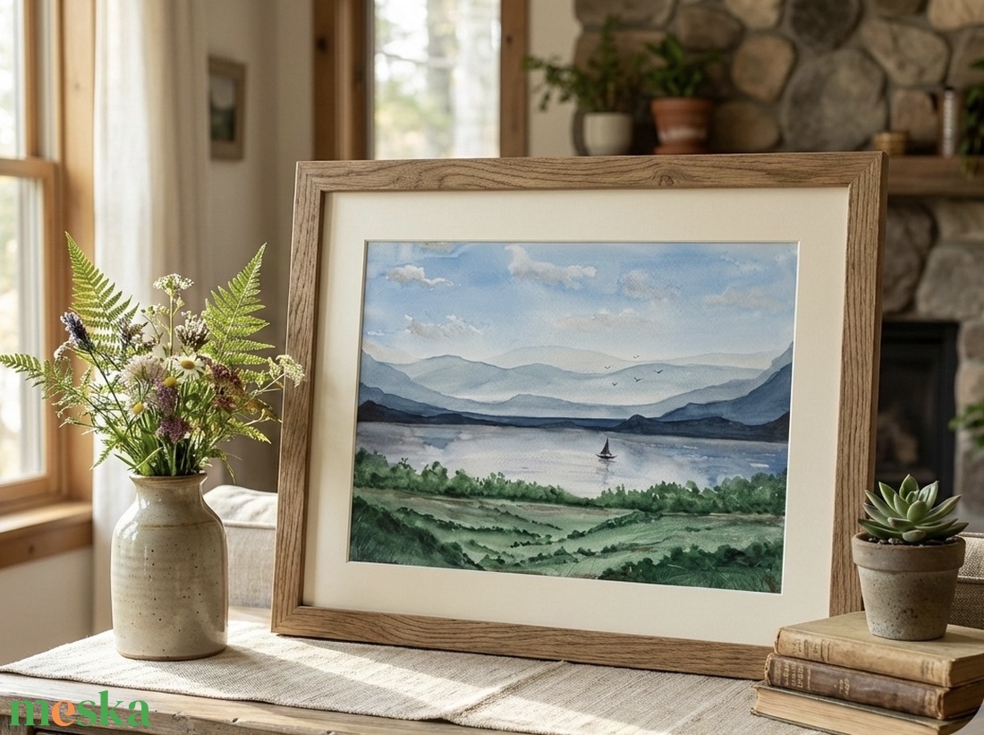 Eredeti akvarell 30x40 cm - Vitorlás a tavon - művészet - festmény - akvarell - Meska.hu