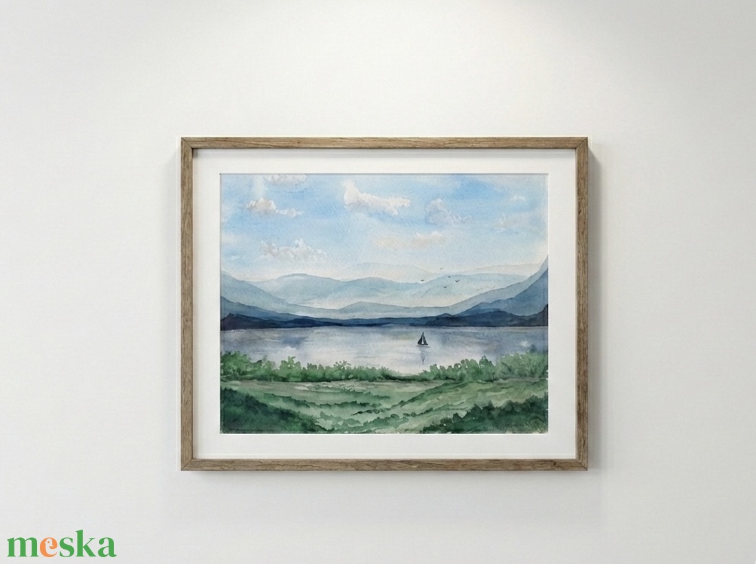 Eredeti akvarell 30x40 cm - Vitorlás a tavon - művészet - festmény - akvarell - Meska.hu