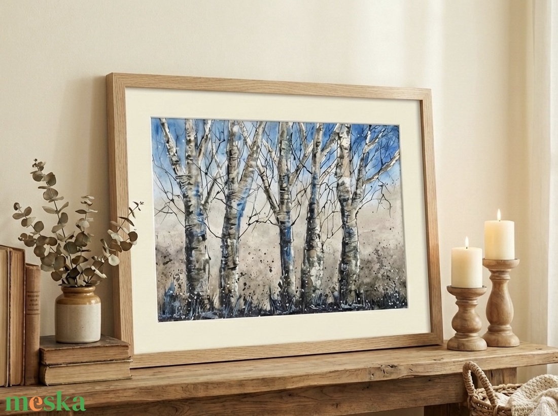 Eredeti akvarell (A4) - Nyírfák  - művészet - festmény - akvarell - Meska.hu