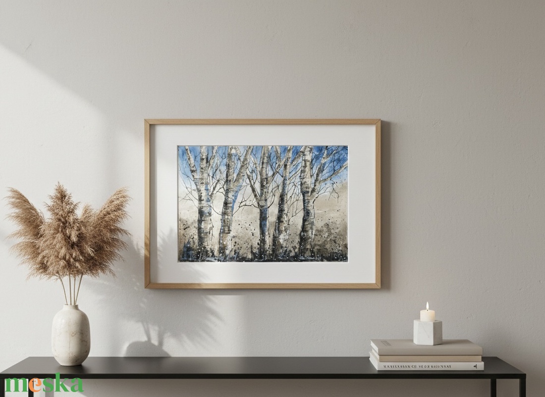 Eredeti akvarell (A4) - Nyírfák  - művészet - festmény - akvarell - Meska.hu