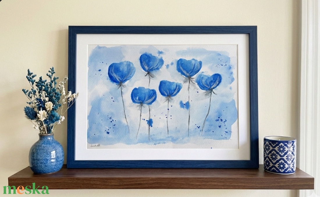 KicsiKÉK Nőnapra - eredeti akvarell, 20x30 cm - művészet - festmény - akvarell - Meska.hu