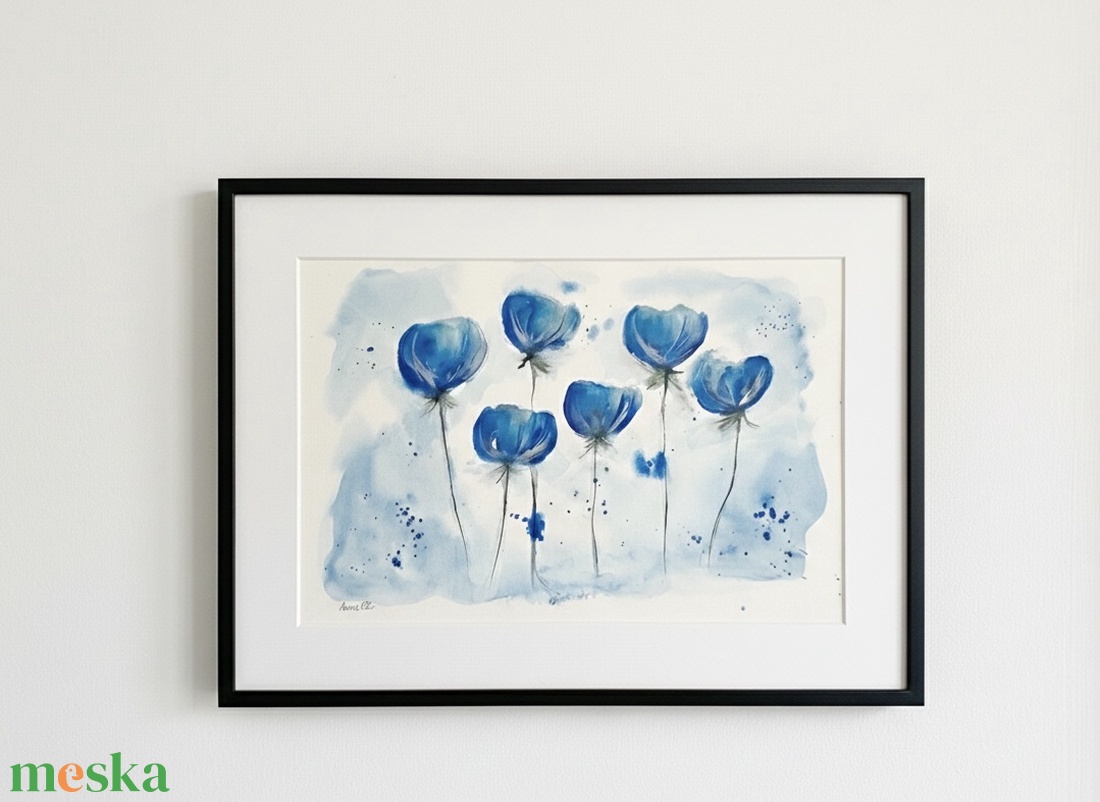 KicsiKÉK Nőnapra - eredeti akvarell, 20x30 cm - művészet - festmény - akvarell - Meska.hu