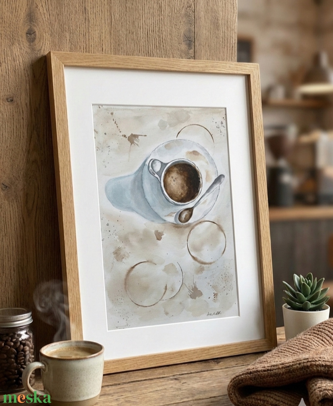 Reggeli kávé (A4) - eredeti akvarell - művészet - festmény - akvarell - Meska.hu