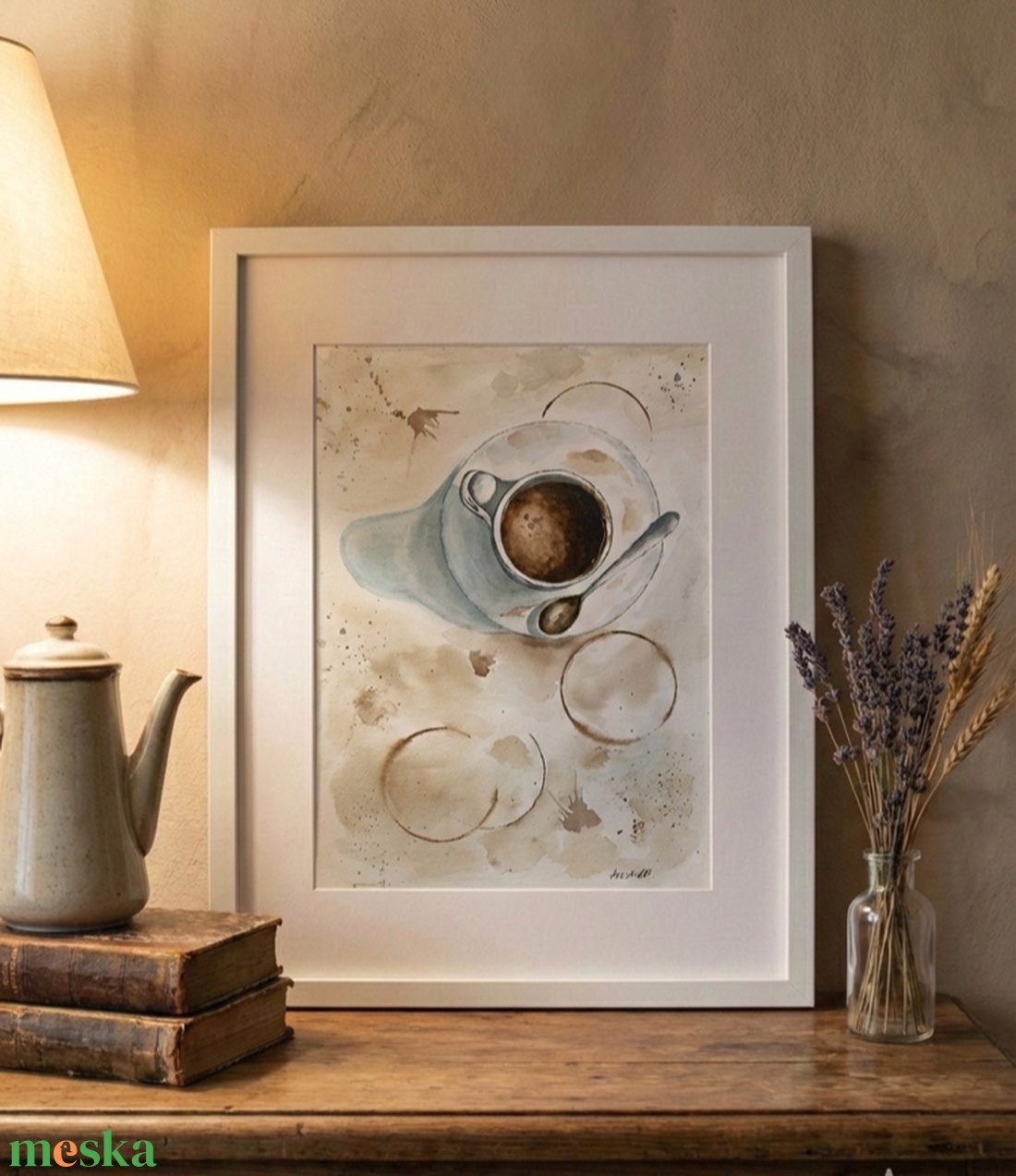 Reggeli kávé (A4) - eredeti akvarell - művészet - festmény - akvarell - Meska.hu