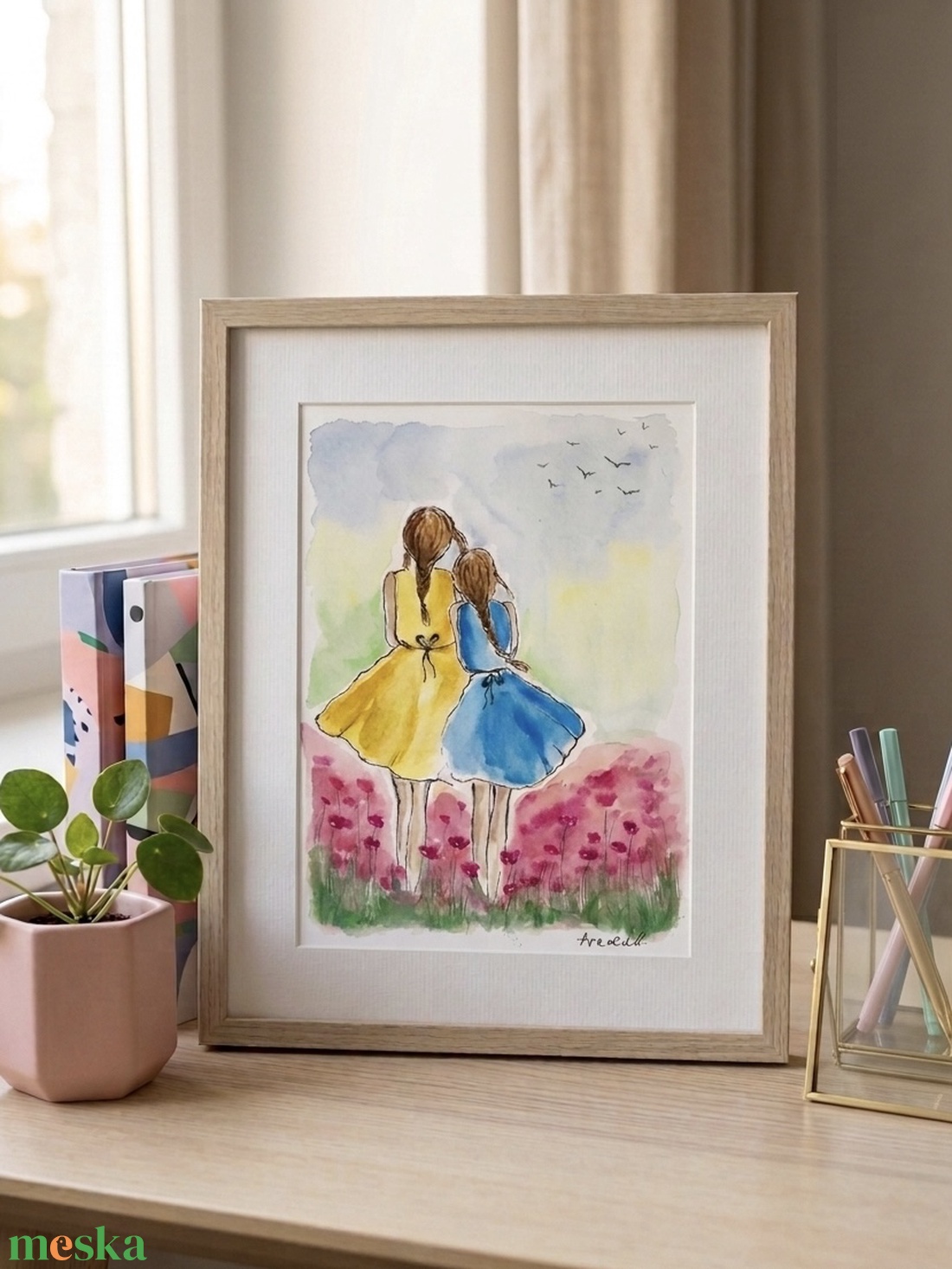 Örök barátság, Legjobb testvérek - eredeti akvarell - művészet - festmény - akvarell - Meska.hu