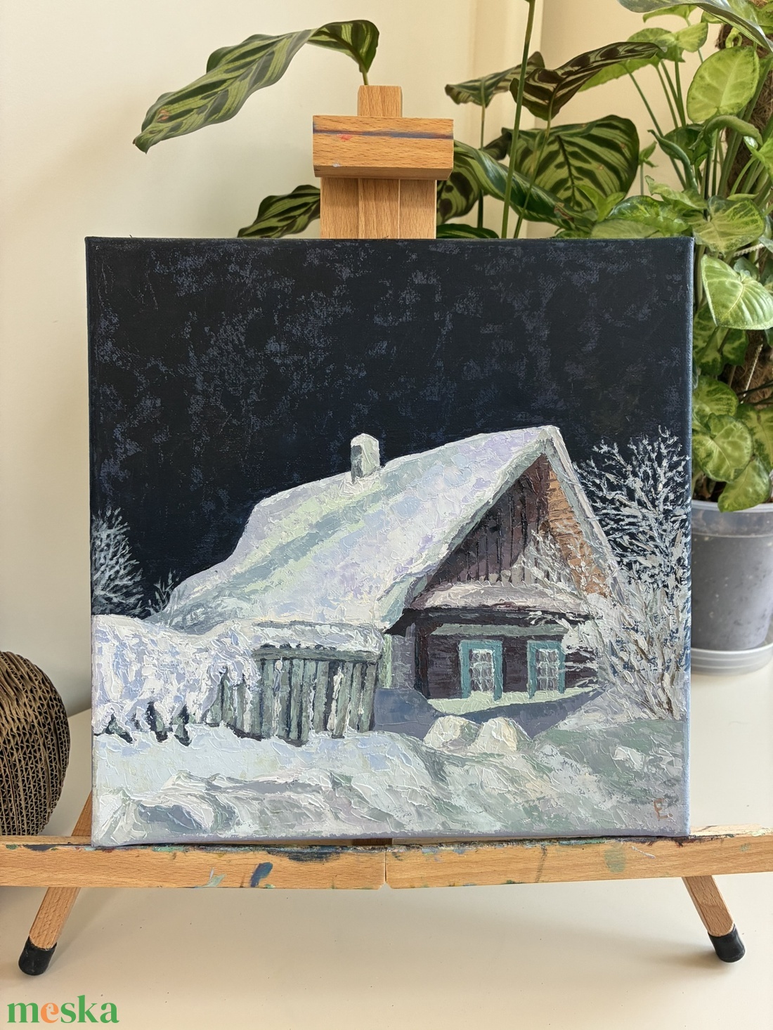 Téli kunyhó olajfestmény - művészet - festmény - olajfestmény - Meska.hu
