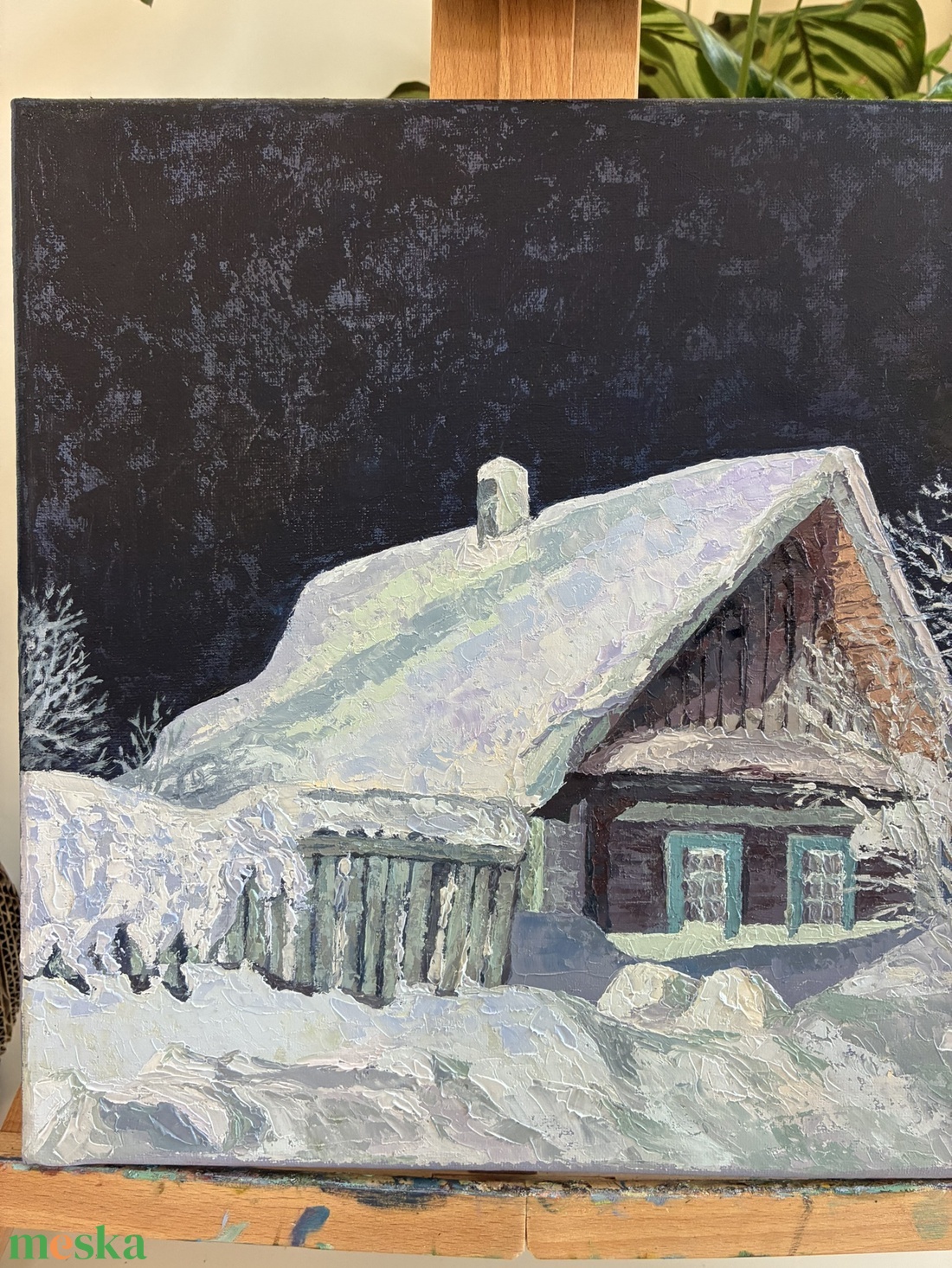 Téli kunyhó olajfestmény - művészet - festmény - olajfestmény - Meska.hu