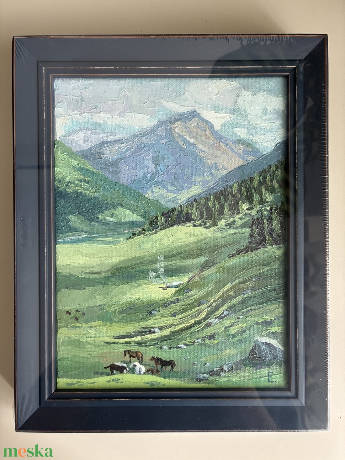 Alpesi legelő olajfestmény - művészet - festmény - olajfestmény - Meska.hu