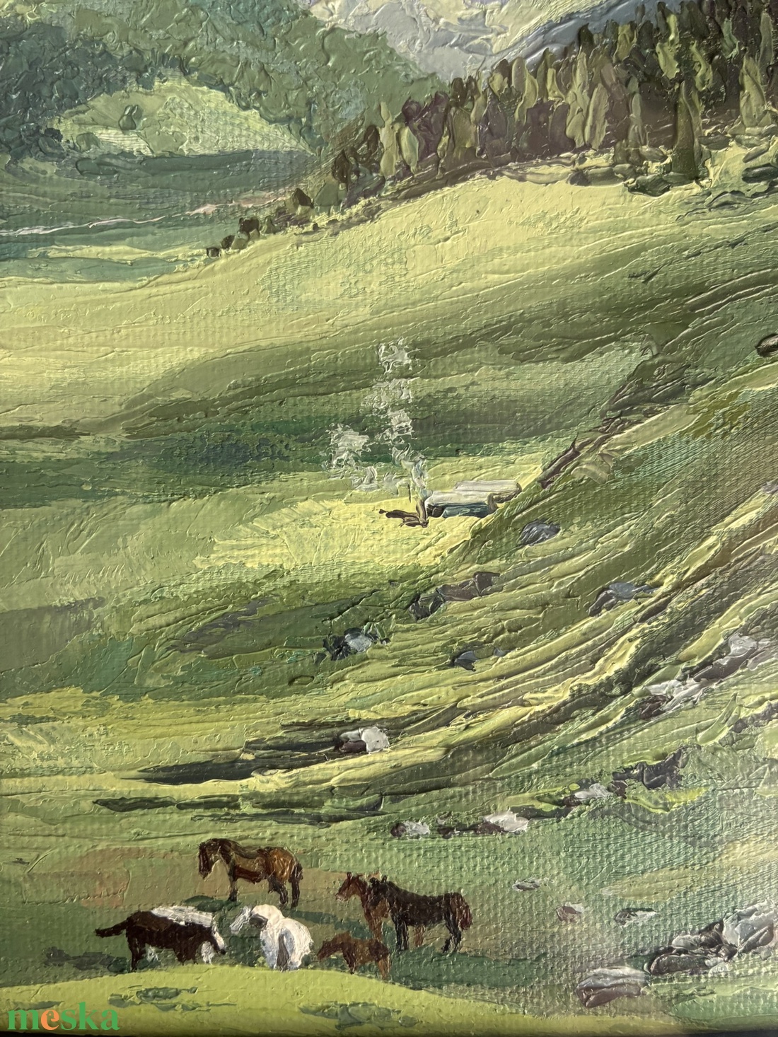 Alpesi legelő olajfestmény - művészet - festmény - olajfestmény - Meska.hu