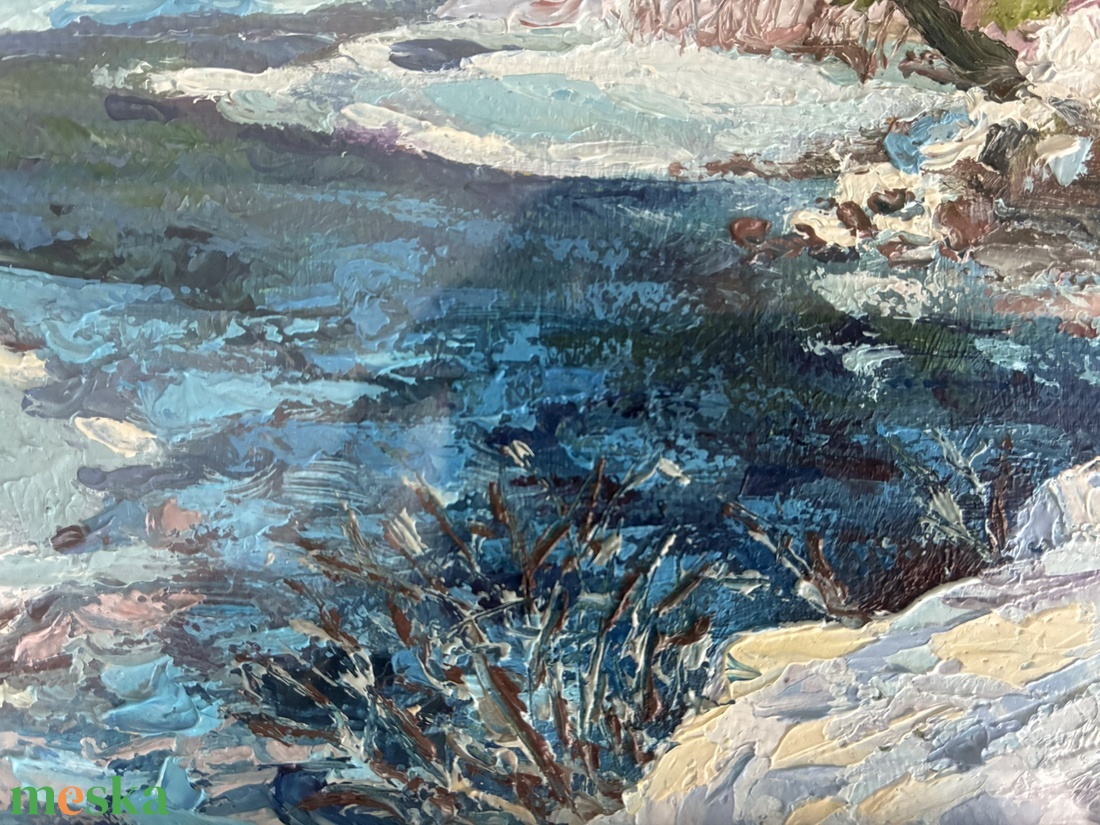 Kora tavaszi folyó olajfestmény - művészet - festmény - olajfestmény - Meska.hu