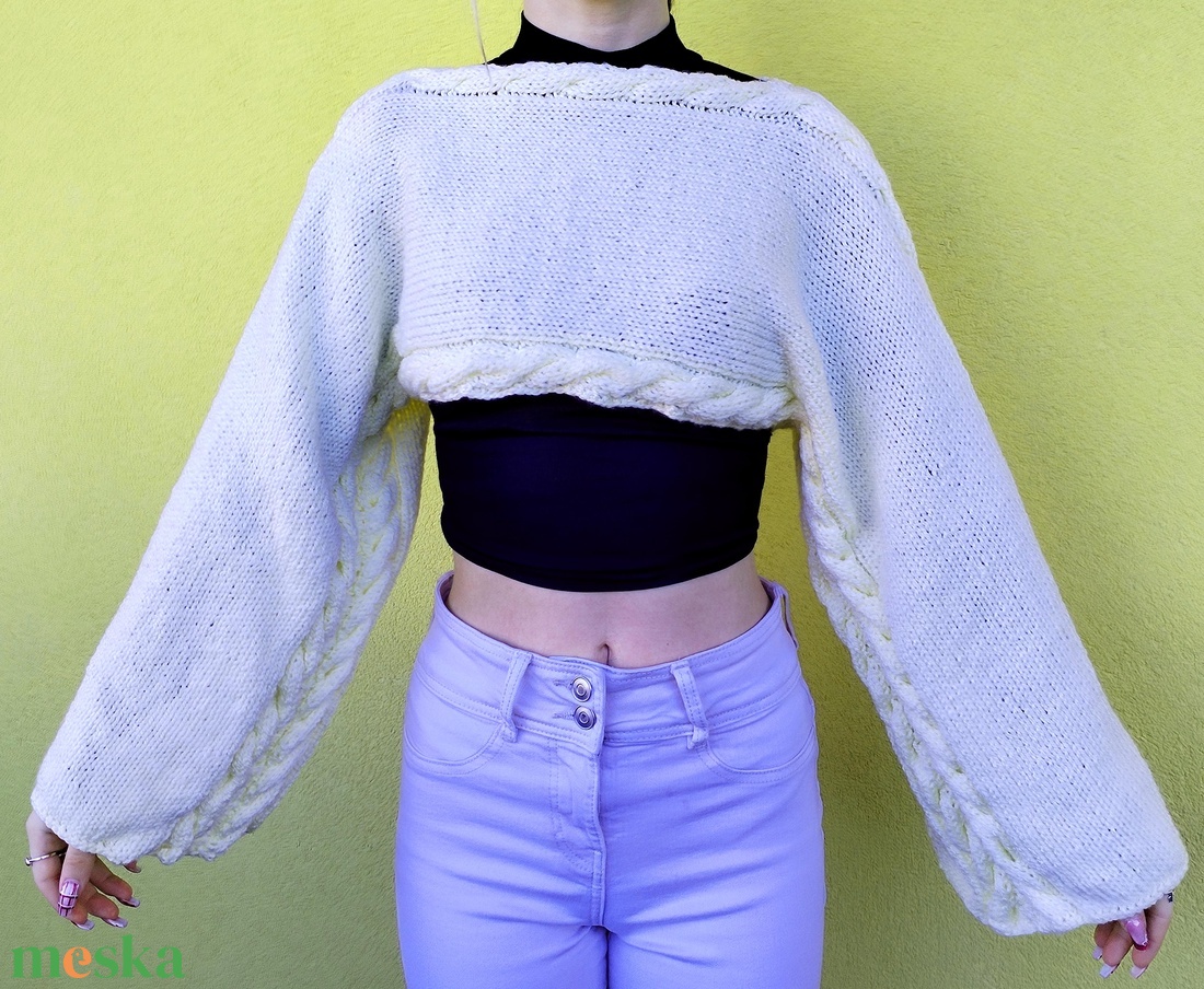 Kézzel kötött egyedi mellény/pulóver - ruha & divat - női ruha - pulóver - Meska.hu