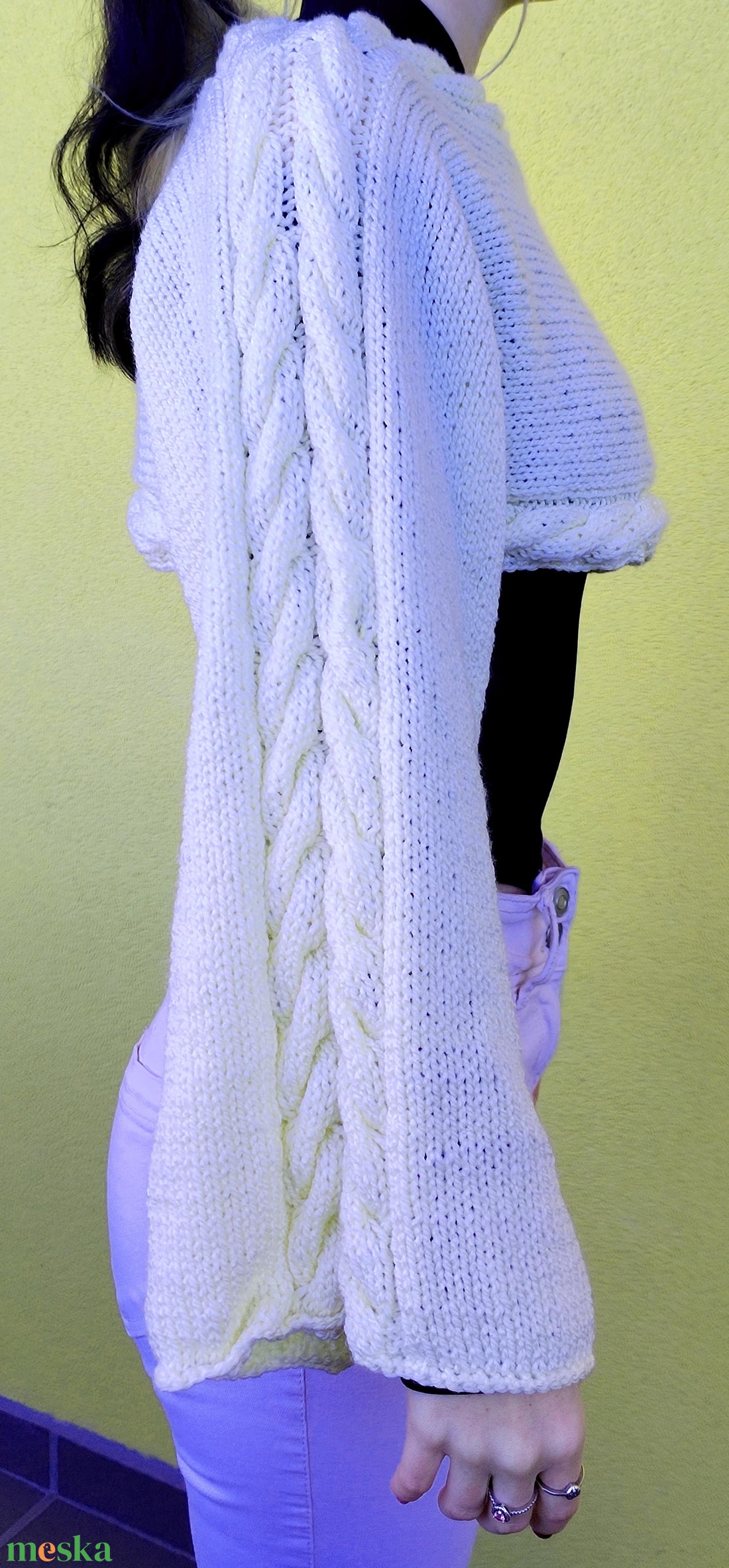 Kézzel kötött egyedi mellény/pulóver - ruha & divat - női ruha - pulóver - Meska.hu