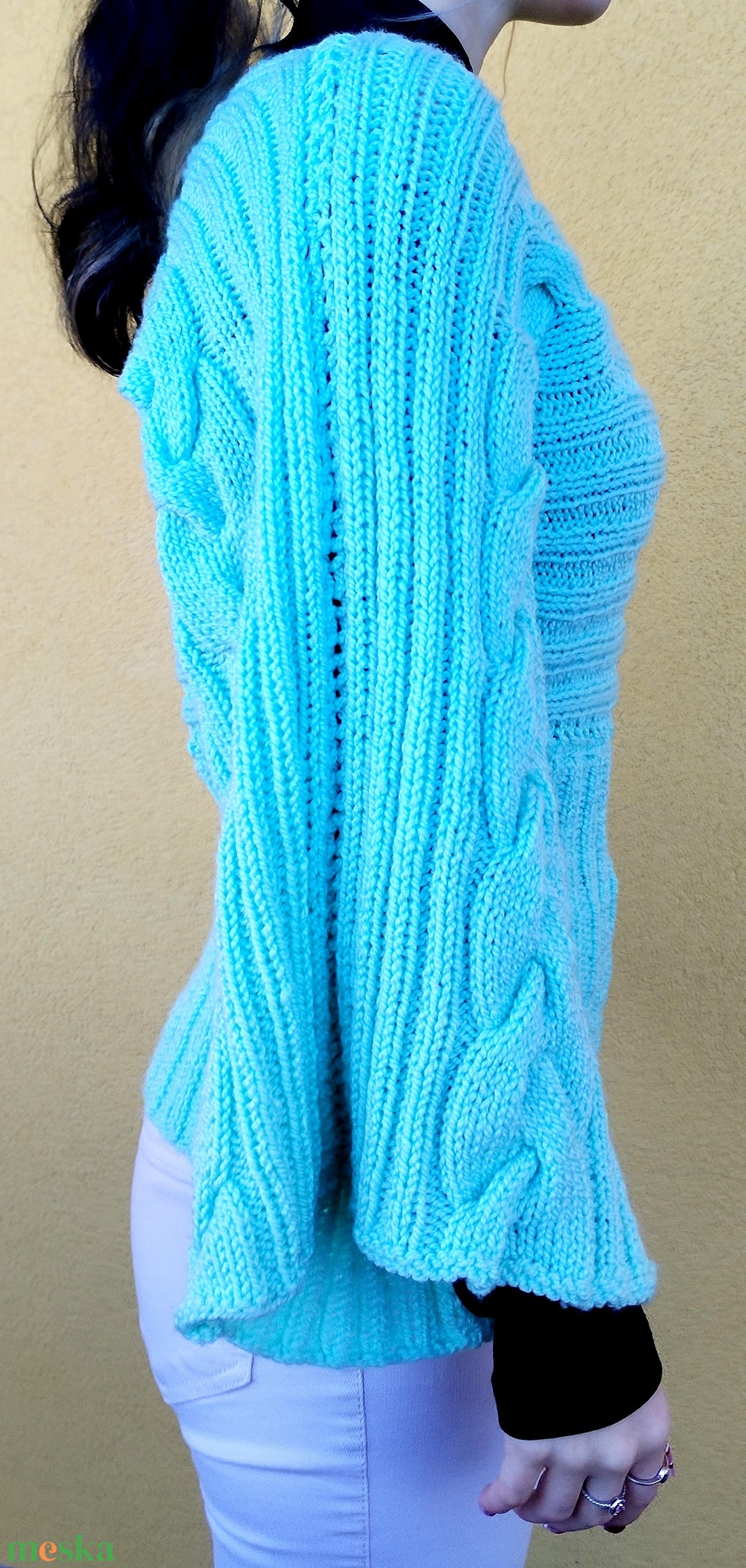 Kézzel kötött egyedi pulóver - ruha & divat - női ruha - pulóver - Meska.hu