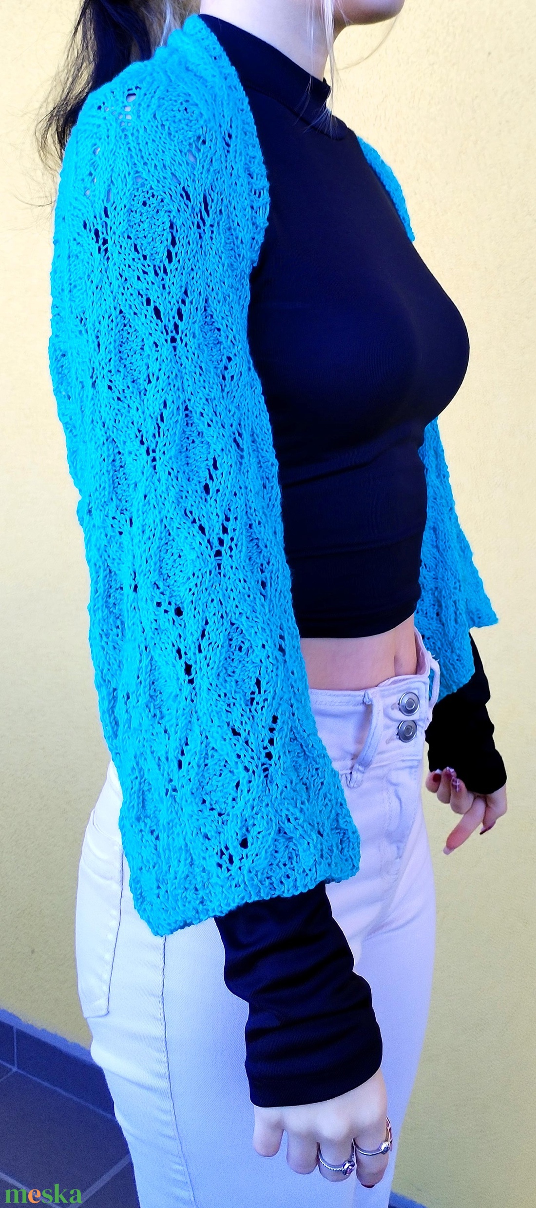 Kézzel kötött nyári shrug/kardigán - ruha & divat - női ruha - kardigánok - Meska.hu