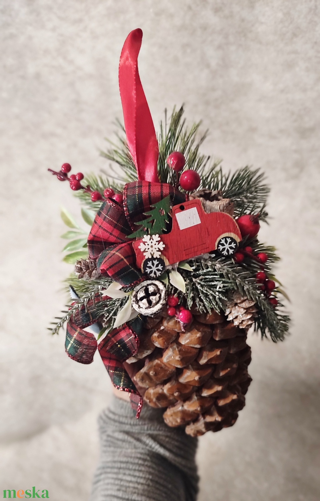 Karácsonyi dísz, óriási toboz függelék  - karácsony - karácsonyi lakásdekoráció - karácsonyi lakásdíszek - Meska.hu
