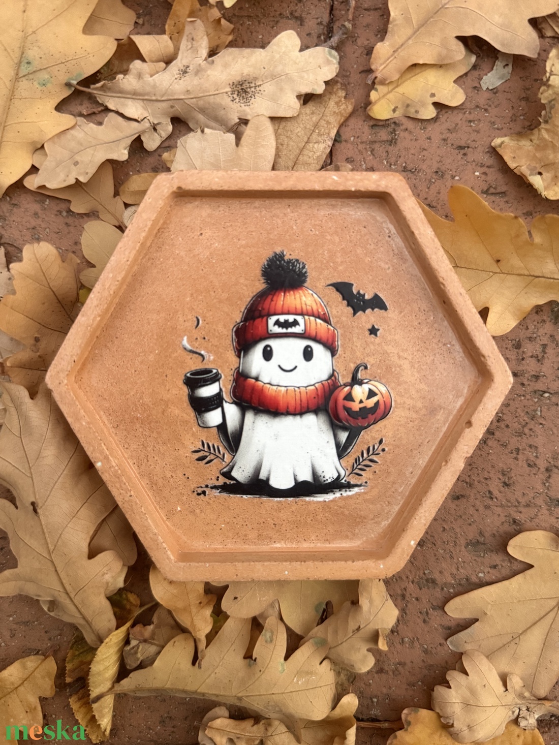Beton alátét Halloween témában - otthon & életmód - dekoráció - halloween - halloweeni dekoráció - Meska.hu