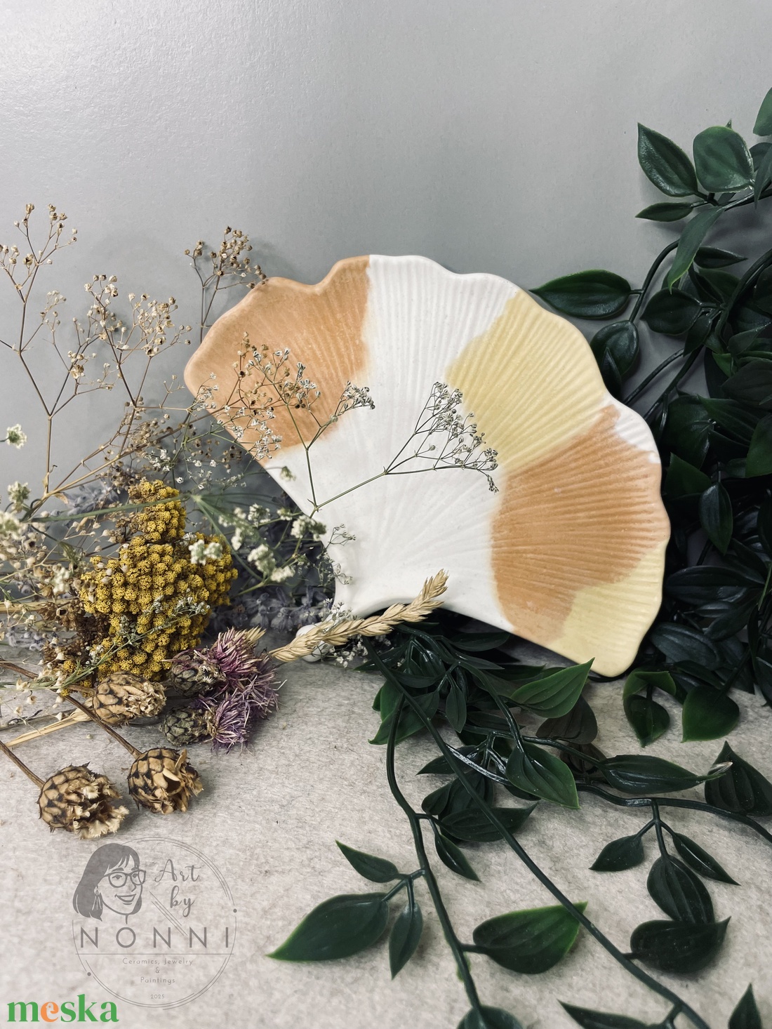 Beton gingko tál - ékszer - ékszertartó - ékszertartó tál - Meska.hu