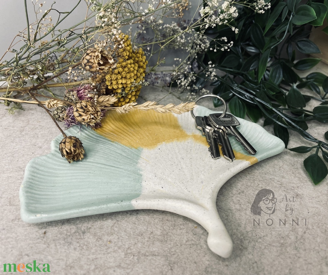 Beton gingko tál - ékszer - ékszertartó - ékszertartó tál - Meska.hu