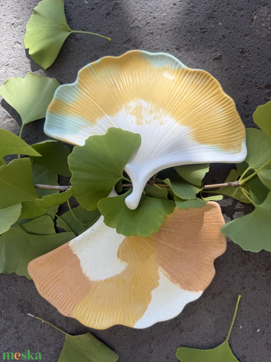 Beton gingko tál - ékszer - ékszertartó - ékszertartó tál - Meska.hu