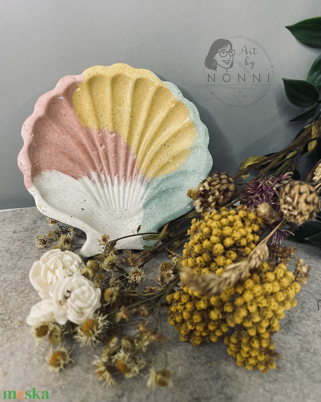 Beton ékszertartó - kagyló forma - otthon & életmód - dekoráció - asztal és polc dekoráció - dekorációs tál, tartó - Meska.hu