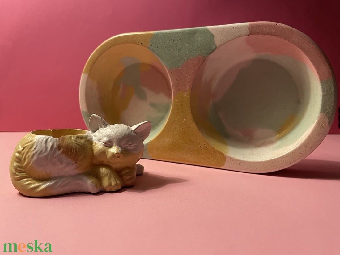 Beton kisállat tál - otthon & életmód - kisállatoknak - macska etetőtál - Meska.hu