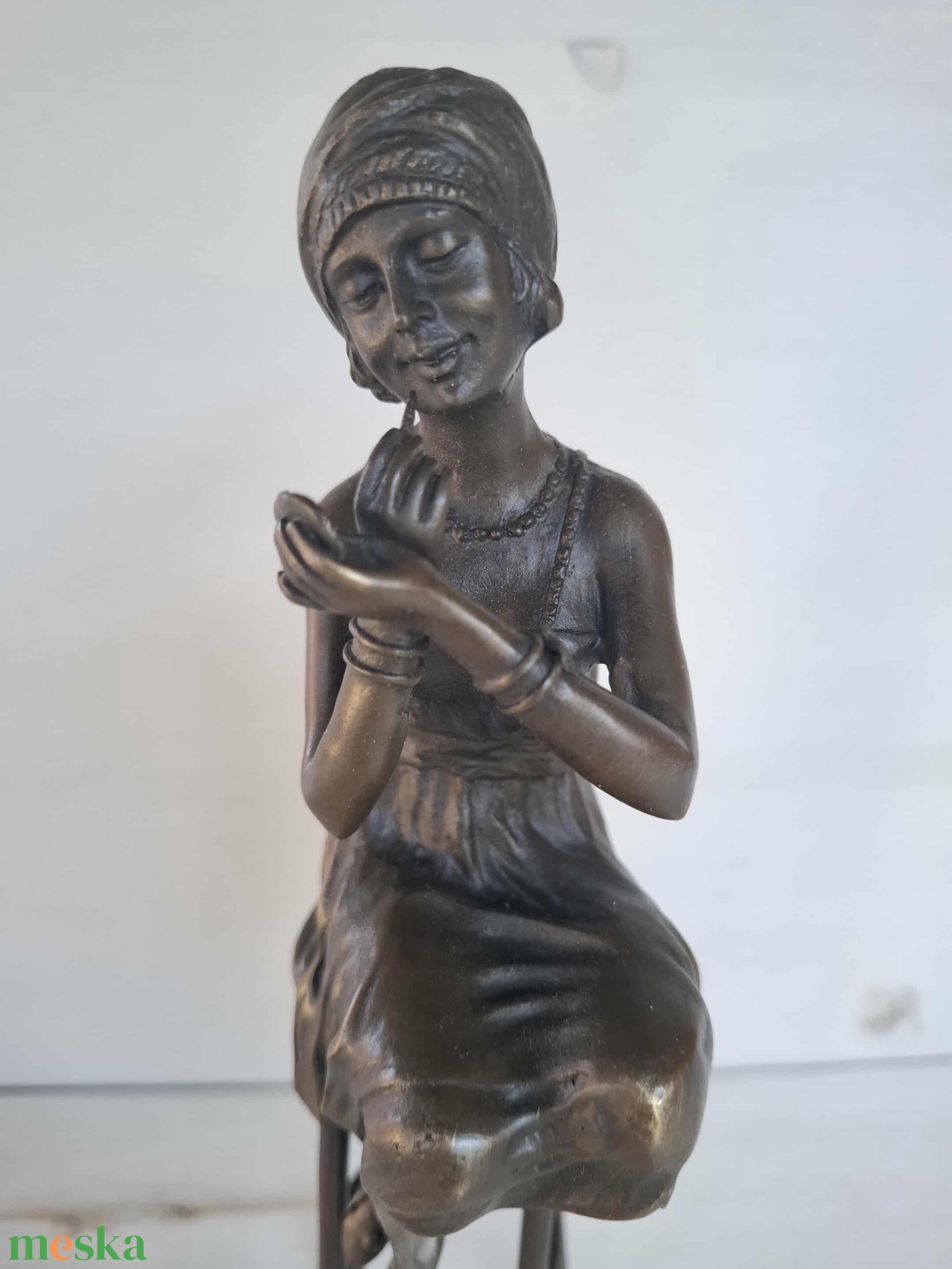 Art Deco bronzpatinás szobor nőalak  D.H. Chiparus szignóval - művészet - szobor - fém - Meska.hu