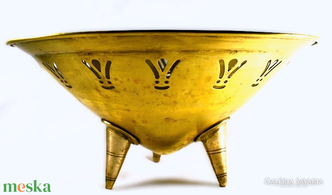 Vintage réz asztalközép tál  Mid-century modern háromlábú design - otthon & életmód - dekoráció - asztal és polc dekoráció - asztaldísz - Meska.hu