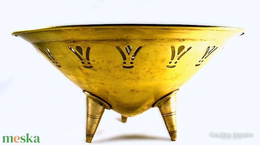 Vintage réz asztalközép tál  Mid-century modern háromlábú design - otthon & életmód - dekoráció - asztal és polc dekoráció - asztaldísz - Meska.hu